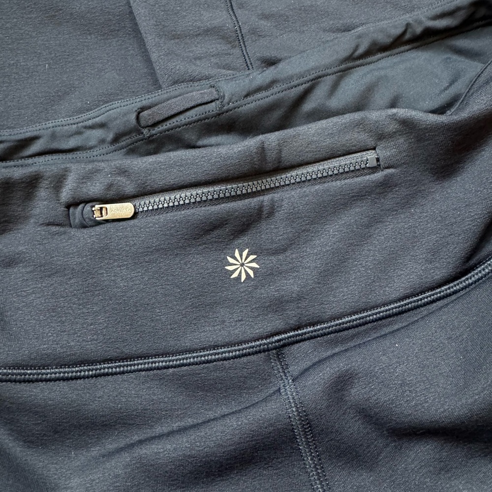 Athleta Altitude Edge Fleece Lined High Rise Winter Workout Pant Navy L New - Picture 6 of 6